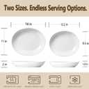 Oval Serving Platters Set of 2 (14" & 12"), Large Deep Ceramic Serving Dishes for Entertaining, Turkey, Fish, Salad, Oven Safe White Porcelain Serving Plates