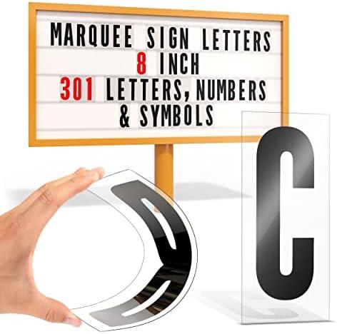 Marquee Letters, Sign Letters, Letter Sign, Outdoor, Plastic, Plexiglass, Changeable, for Board, Readerboard, Billboard, Church, 8 Inch Character on 9 in Panel, 301 PC, w/Numbers