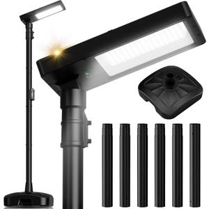 102" Solar Lamp Post Lights with Pole & Water Box Base, Outdoor IP65 Waterproof 3800LM 420 LEDs Solar Street Lights, Metal Flood Motion Sensor Lights for Yard, Garden, Patio, Lawn, Parking Lot, 102 inch with water filled base