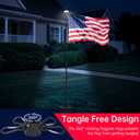FIASON 9 FT Tangle Free Flag Pole in Ground with Solar Light & 5 Prongs Base, Thickened Heavy Duty Flag Pole Holder, Flagpole Kit for Residential or Commercial (1 Pack, Black, Without Flag)