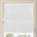 Sun Zero Seraphina Textured Total Blackout Cordless Roman Shade, 33" x 64", White (33"W x 64"H)