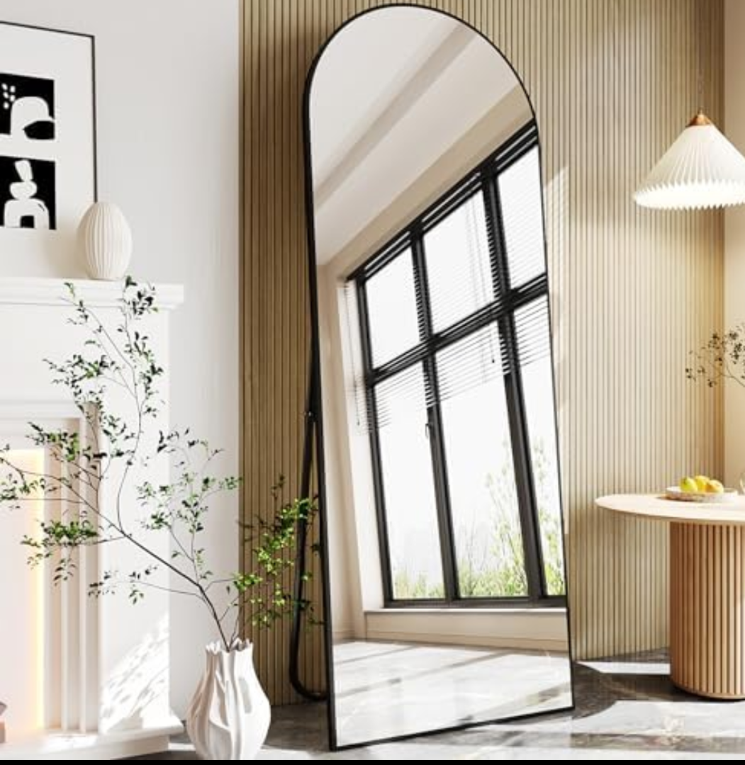 Full Body Mirror,67"x24" Standing Mirror,Nanometre Arched Full Length Mirrors,espejos para dormitorio,Full Size Mirrors (Black)