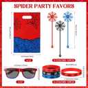 Soulchen 48 Pieces Spiderweb Birthday Party Decoration Set Spiderweb Gift Bags Spider Silicone Bracelet Sunglasses Cobweb Sticky Hands Toys for Birthday Party Supplies Favors (Classic)