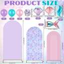 Foilswirl 34 Pieces Mermaid Birthday Party Decorations 4ft 5ft 6ft Mermaid Arch Backdrop Covers Spandex Arch Backdrop Cover Pink Purple Seashells Balloons for Summer Birthday Party, 1.65 x 4 ft, 2.1 x 5 ft, 2.6 x 6 ft