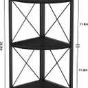 Snughome Corner Shelf with Metal Frame, 3 Tier Corner Storage Organizer, Freestanding Corner Bookshelf Stand Display Rack for Kitchen, Living Room, Black
