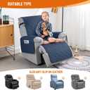 VANSOFY 100% Waterproof Recliner Chair Covers, Recliner Cover Non-Slip Dog Chair Cover Furniture Protector Washable Slipcover with Pocket, Elastic Straps for Pets, Dogs (Navy Blue, 23.6")