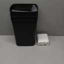 3 Pack Bathroom Small Trash Can with Lid, 2.6 Gallon Slim Garbage Bin with Pop-Up Lid, 10L Plastic Wastebasket for Bedroom, Office, Kitchen, Toilet (Matte Black)