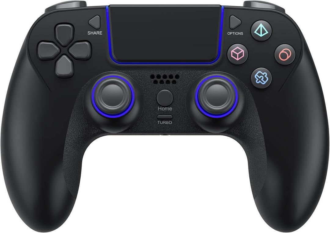 Wireless Game Controller for PlayStation 4 Bluetooth Replacement Gamepad for PS-4 Slim/Pro & Windows PC Rechargeable Portable Double Vibration Joystick Remote Joypad with 1000mAh Battery,Turbo,Mapping