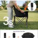 KingCamp Double Camping Chair, Oversized Heavy Duty 660lbs Loveseat for Adults Portable Folding XL 2 Person Couch Padded Comfortable Two Seat with Cup Holder for Outdoor Lawn Backyard, Black