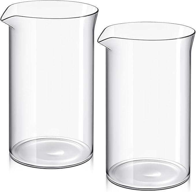 Maxdot 2 Pcs 12 oz French Press Replacement Glass Universal Replacement Beaker for French Press Tea and Coffee Makers Borosilicate 3.3 Glass Spare Carafe
