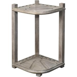 CROWN ME Deluxe Corner Floor Cue Rack, Pool Cue Holder - Smoky Finish, Solid Hardwood, Holds 10 Cues, 16.5-in W x 16.5-in D x 28-in H