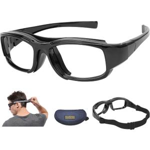 Sport Goggles Glasses Squash & Racquetball Goggles Basketball Glasses Adjustable Strap Resistant Impact (8035 Black)