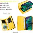Phone Case for Motorola Moto G Stylus 5G 2025 Zipper Wallet Detachable Magnetic Cell Cover with Screen Protector Crossbody Lanyard Strap Bling Glitter Flip Credit Card Holder Slots Women Yellow