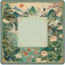Chinoiserie Crane and Koi American Mahjong Mat for Table, 31.5 x 31.5 Inch