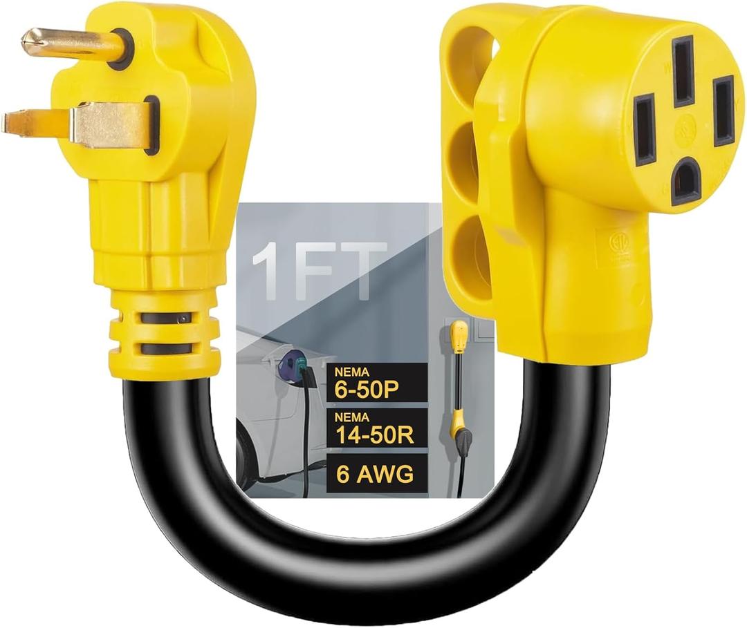 Suplevel NEMA 6-50P to 14-50R EV Charger Adapter Cord, STW 6AWG 50 Amp 240V/250 Volts, 3-Prong Welder Plug to 4-Prong EV Charger Connector, for Tesla or EVSE Level 2 Charging, NOT for RV, ETL Listed