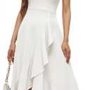 Bbonlinedress Women White Wedding Cocktail Halter Prom Dress Bride Bridal Shower Summer Beach Ruffled Maxi Hi-lo Dress White L