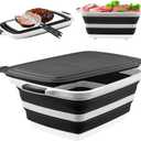 BBQ Prep Tub with Lid and Cutting Board, Collapsible Barbecue Tool Set for Marinating, Meal Prep, Food Storage, Grilling, Camping and Outdoor Cooking, Dishwasher Safe, Black XX-Large