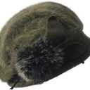 Women Angola Wool Winter Hats - Felt Wool Beanie Beret Bucket Hats with Bill - Cabbie Newsboy Cap- Handmade (Medium, Green)