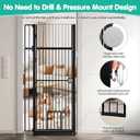 71 Inch Extra Tall Pet Gate with Cat Door, 30-37.5 Inch Adjustable Wide, Pressure Mounted Auto-Close Safety Pet Gate Walk Through Safety Cat Gate