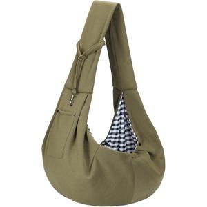 Dog Carrier Sling - Reversible Puppy Carrier Purse with Storage Pocket, Hand-Free Dog Sling Carrier for Carry Small Dogs and Cats, Travel Safety Harness, Dog and Cat Harness (Green)