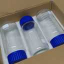 Moonetto 3 Pack 1000 mL Wide Mouth Graduated Round Reagent Media/Storage Lab Glass Bottle With GL80 Blue Polypropylene Screw Cap