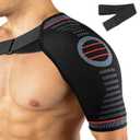 Rotator Cuff Shoulder Brace for Men and Women, Adjustable Shoulder Compression Sleeve with Replacement Strap, Breathable Shoulder Immobilizer Brace for Rotator Cuff Pain Relief, Fits Left/Right Arm