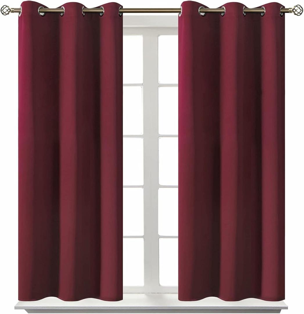 BGment Blackout Curtains for Bedroom - Grommet Thermal Insulated Room Darkening Curtains for Living Room, Set of 2 Panels (38 x 54 Inch, Burgundy)