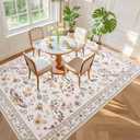 Rug for Living Room 8x10, Soft Washable Area Rugs for Bedroom, Floral Butterfly Low Pile Modern Insect Carpet Non Slip Thin Large Throw Carpets for Dining Room Kitchen Home Office, Beige
