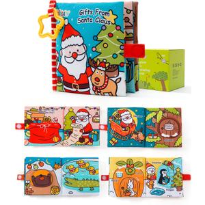 Jollybaby My Baby First Christmas Book Toys for Toddler 6-12-18-36 Months, Car Seat Stroller Crib Hanging Toy, Christmas Stocking/Socks Stuffers Gifts for Tummy Time Infants/Newborns Boy and Girl