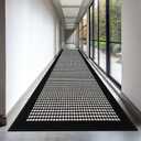 Ileading Runner Rug for Hallways 2.6'x12' Heavy-Duty Durable Entryway Floor Mat with Non Slip Rubber Backing Low-Pile High Traffic Carpet Machine Washable Accent Rug for Kitchen Helloween (Black&White)