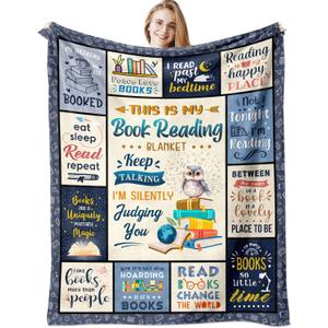 Book/Reading Blanket for Book Lovers 60" X 50" - Books Lovers Gifts for Women - Bookish/Nerd/Bookworm/Librarian/Reading Gift for Readers Women - Books Club/Themed Birthday Gift Ideas