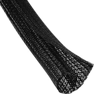 2pcs 5ft-3/4inch Black/White Cable Sleeve - Protects Cords from Pets & Organizes Wires - Modern Style - Polyester Material - Flame Retardant - Easy to Use & Cut (Black, 5ft-3/4inch)