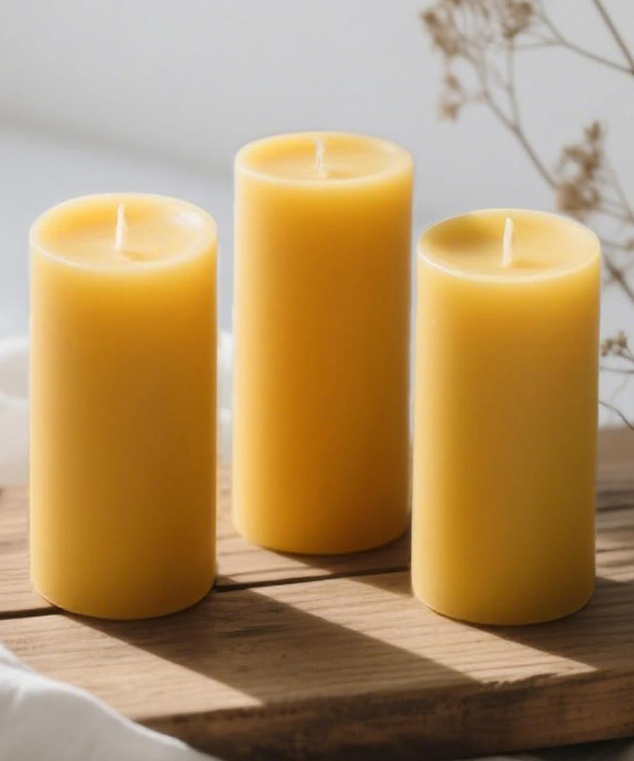 Natural Beeswax Candles 3 Packs, 105 Hours Burn Time Total, 100% Pure Beeswax Pillar Candles for Emergency Prayer Home Decor, Bees Wax Candle for Relax, Smokeless & Dripless [2x4 inch]