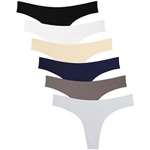 Wealurre Women's Microfiber Low Rise No Show Thong Pantie Small Set Of 6, S