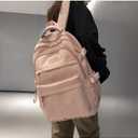 2 x Preppy Backpack for Women Teen Girls Boys Large Laptop Bookbag Casual College Daypack Cute Aesthetic School Supplies (Pink)