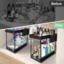 2-Pack Under Sink Organizer 2-Tier Sliding Storage Rack for Bathroom & Kitchen, Pull-Out Under Cabinet Organizer for Bathroom Organizers and Storage (Black)