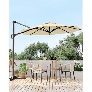 GarveeLife 10FT Patio Umbrella Outdoor Large Cantilever Umbrella Market Sun Shade Windproof Offset Umbrella with 360-Degree Rotation for Garden Deck Pool Patio