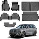Floor Mats & Cargo Liner & Backrest Mat for BMW X7 2019-2024 2025 2026 Only 7-Seater | Custom Fit 2025 2026 BMW X7 G07 Accessories All Weather Floor Mats Trunk Mat Back Seat Cover Protector