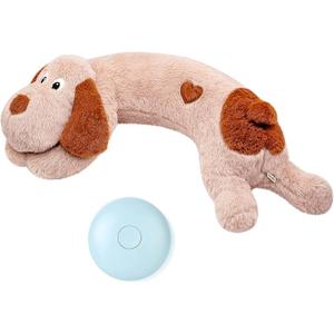 WEOK Puppy Heartbeat Toy, Dog Heartbeat Toy for Separation Anxiety Relief, Puppy Toy with Heartbeat Stuffed Animal Anxiety Calming Behavioral Aid Plush Toy for Dogs Cats Pets (Brown +)
