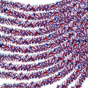 24 Pcs 157 Feet 4th of July Tinsel Garland Red White Blue Patriotic Garland Glitter Independence Day Metallic Garland for Independence Day 4th of July Memorial Day Decoration