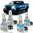 Fit for Chevrolet 2013-2022 Colorado Light Bulbs, High/Low Beam Light Bulbs Combo, 800% Brightness CSP Chips, 6000K White, Efficient Heat Dissipation, Pack of 4