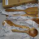 5 Pcs Best Wooden Spoons for Cooking Kitchen Utensils Set Acacia Wood Cooking Spatula Turner Non Toxic Utensil Slotted Serving Spoon Flat Spatulas Set Wooden Utensis Mixing Cooking Spoon Kitchen Tools