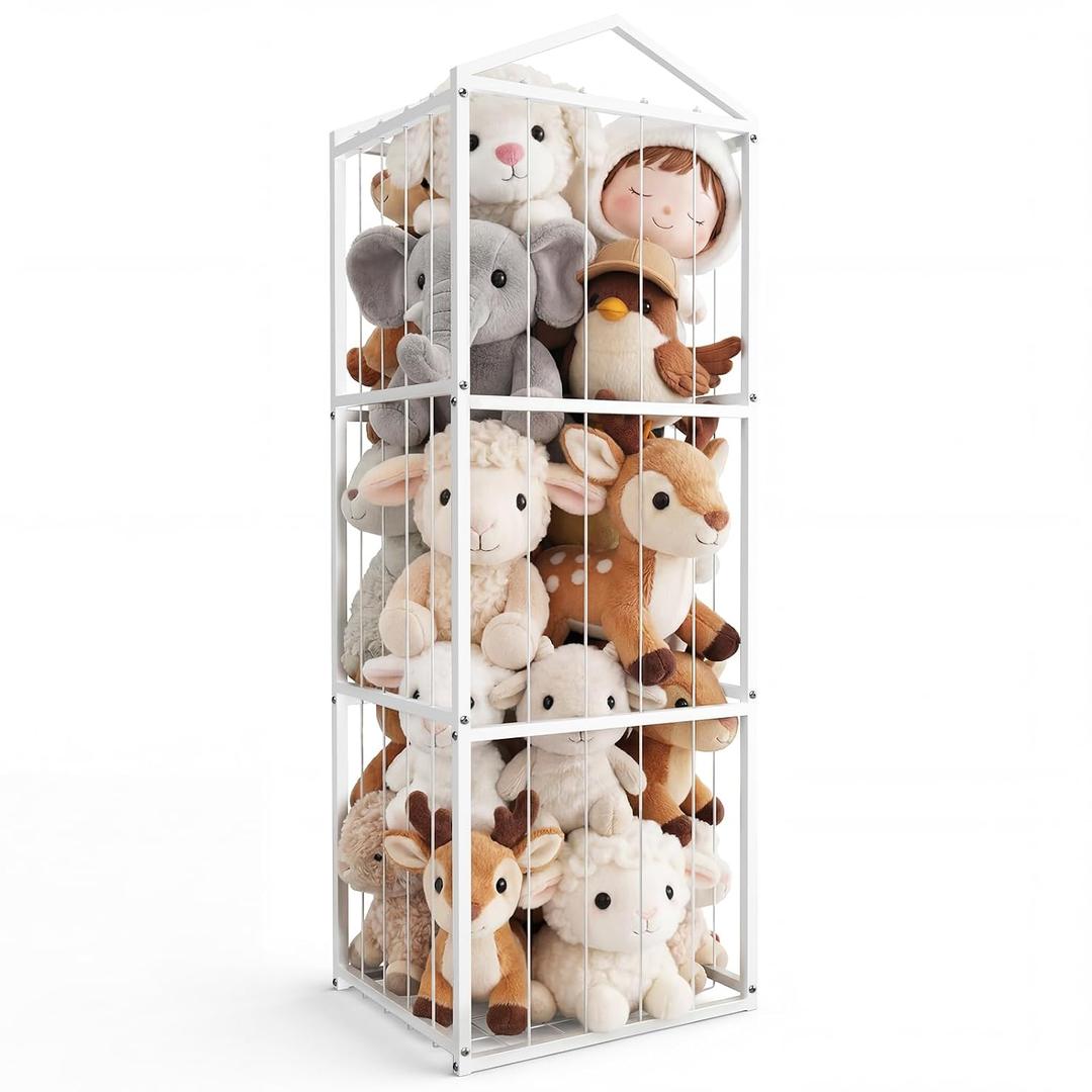 NomNest Metal Stuffed Animal Storage Zoo, Large Stuffy Storage for Kids