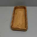 Small Rattan Serving Tray, Natural Wicker Decorative Tray for Trinket Ring Cosmetic, Rectangular Keys Basket Jewelry Perfume Trays for Coffee Table Entryway Living Room(10"  5.1")