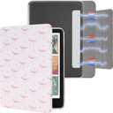 SESENSE Detachable Magnetic Case for 7'' Kindle Paperwhite 12th Gen 2024 and Kindle Colorsoft Signature Edition, Slim PU Shell Cover Case with Auto Wake/Sleep, Pink Bow Tie