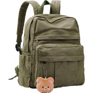 Phaoullzon Small Backpack Purse for Women Travel Vintage Canvas Casual Daypack, Olive green