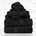 SUPERIOR Solid Egyptian Cotton Towel Set, Washcloths 13 x 13, Hand Towels 20 x 30, Bath Towels 30 x 55, Black, 6-Pieces