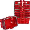 NUOBESTY 10Pcs Mini Shopping Basket Mini Supermarket Cart Tiny Plastic Retail Shopping Baskets with Handles for Kids Party Favors Dool House Ornament Red 2.7x1.2x1.3 Inch