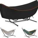 Patio Hammock Cover, Waterproof Hammock Beds Cover Protective Chair Dustproof Cover for Outdoor Garden Hammocks Stand 150" L X 59" W X 31" H, Black