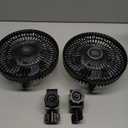 KEMIMOTO 2-Pack Golf Cart Fan with 3 Light Modes & 6-Speed, Battery Operated Fan for Golf Cart, Forklift, Compatible with EZGO Valor RXV Club Car Evolution, Fit for 0.2''-1.5'' Tube